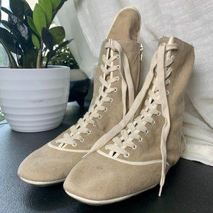 PRADA Buffalo Hide Taupe Sneakers